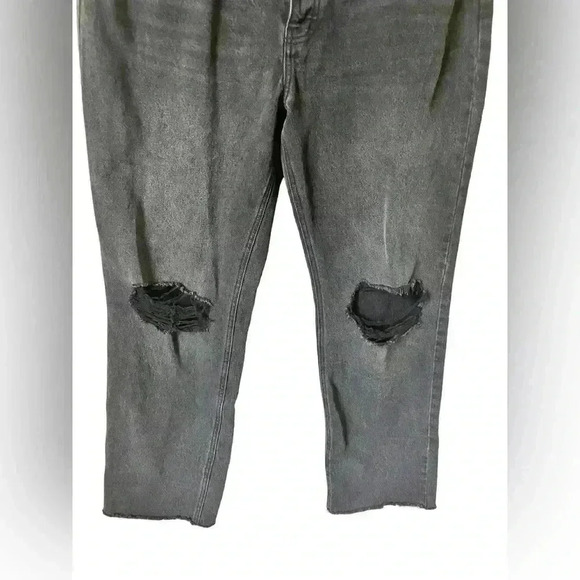 Kancan Straight Leg Cotton Distressed Jeans Black High Waisted - Picture 5 of 9